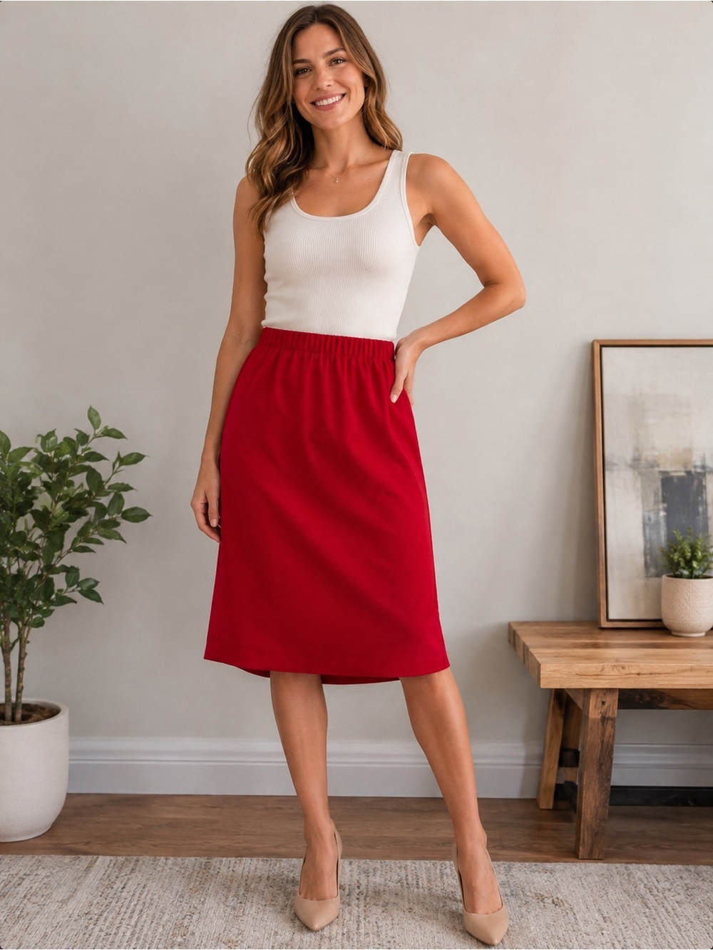 Elegant Red Women's Skirt